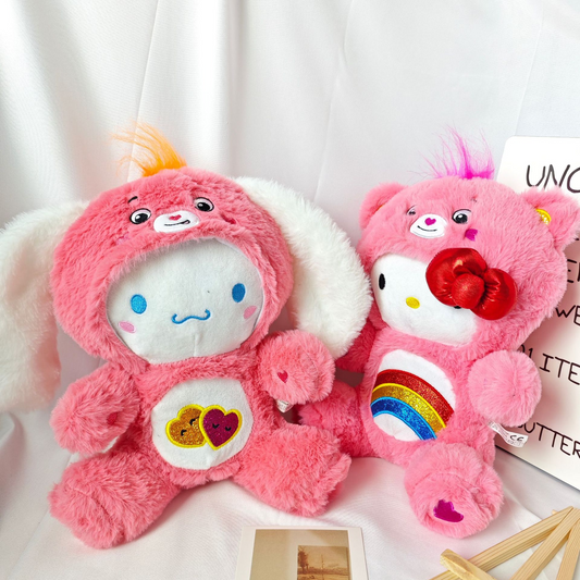 Hello Kitty, Cinnamoroll, Badtz-Maru in Care Bears Costumes