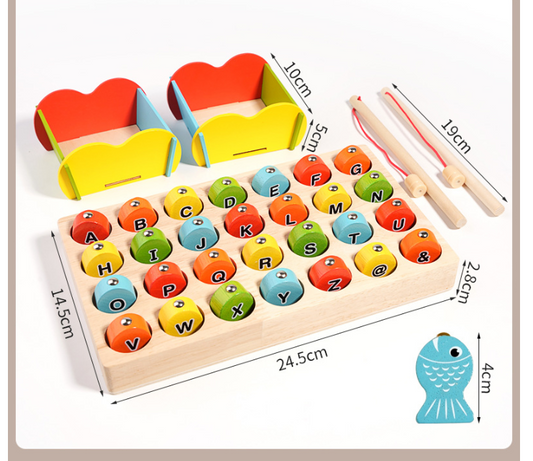 【ABC Magnetic Fishing Toy】🎣 Wooden Alphabet Learning Puzzle for Toddlers