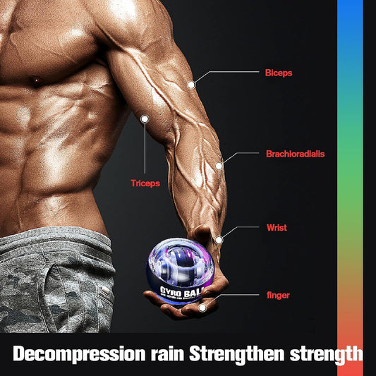 Gyro Ball Wrist Exerciser – Auto Start Powerball for Hand Strength & Stress Relief | Single Pack | Red/Blue/Black