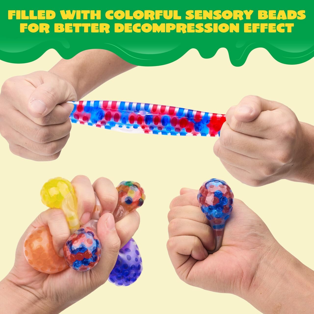 Colorful Stress Relief Squishy Balls | Crystal Sensory Squeeze Toys | Anti-Anxiety Fidget Toy for Kids & Adults