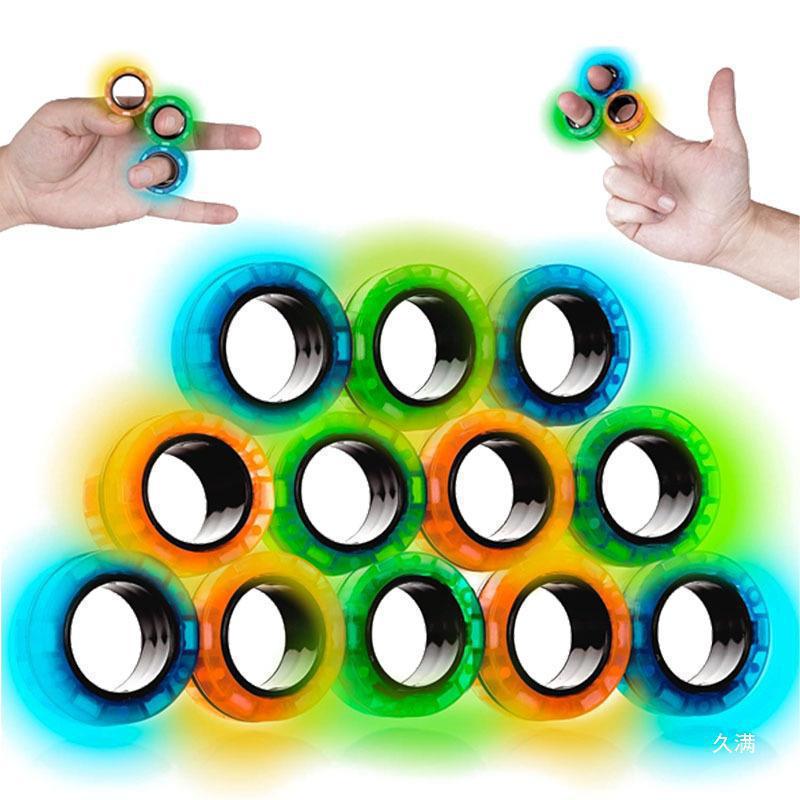 Magnetic Rings Fidget Toy 3-Pack | Stress Relief Magnetic Spinner Rings for Kids & Adults | Creative Finger Toy for Focus and Fun