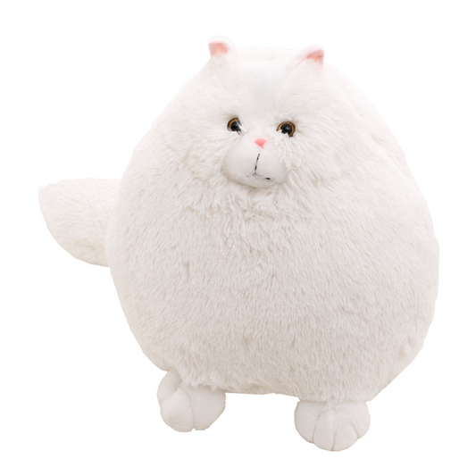 Cute Round Chubby White Cat Plush Toy – Soft Hug Pillow Doll for Kids & Adults