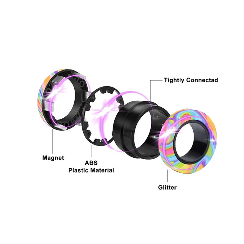 Magnetic Rings Fidget Toy 3-Pack | Stress Relief Magnetic Spinner Rings for Kids & Adults | Creative Finger Toy for Focus and Fun
