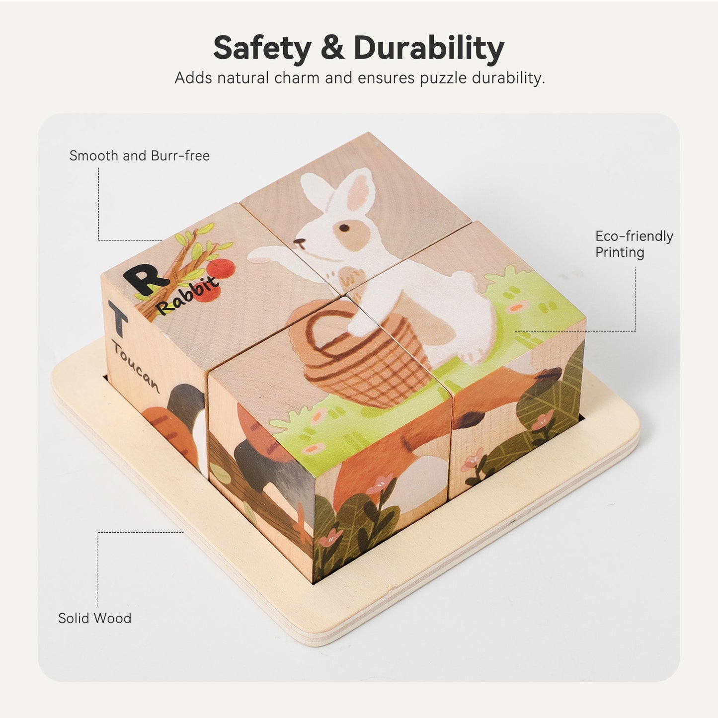 Wooden Animal Puzzle Blocks for Kids – 6-in-1 Cube Puzzle Toy | Ocean & Forest Animal Educational Toy for Toddlers Ages 3+