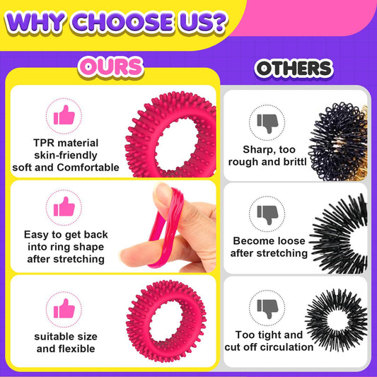 Sensory Fidget Rings | Soft Silicone Tactile Finger Toys for Kids | Anxiety Relief Toy for Autism, ADHD, Stress & Focus