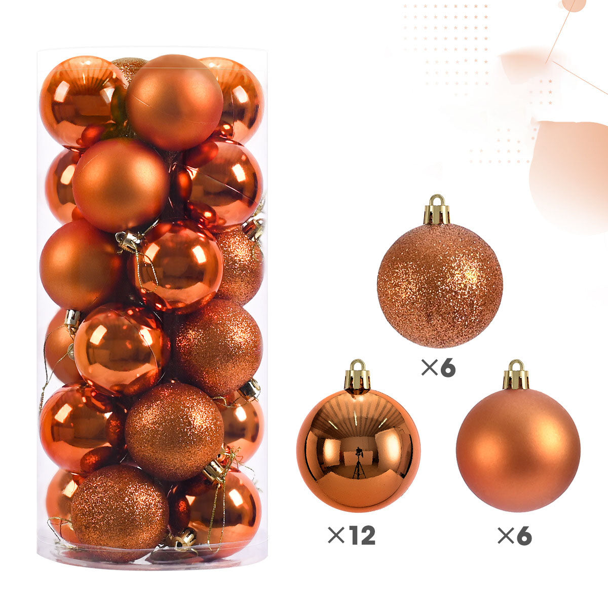 🎄 24-Pack Christmas Ornaments | Shiny & Matte Finish, Assorted Colors | Perfect for Holiday Tree & Home Decor 🎁