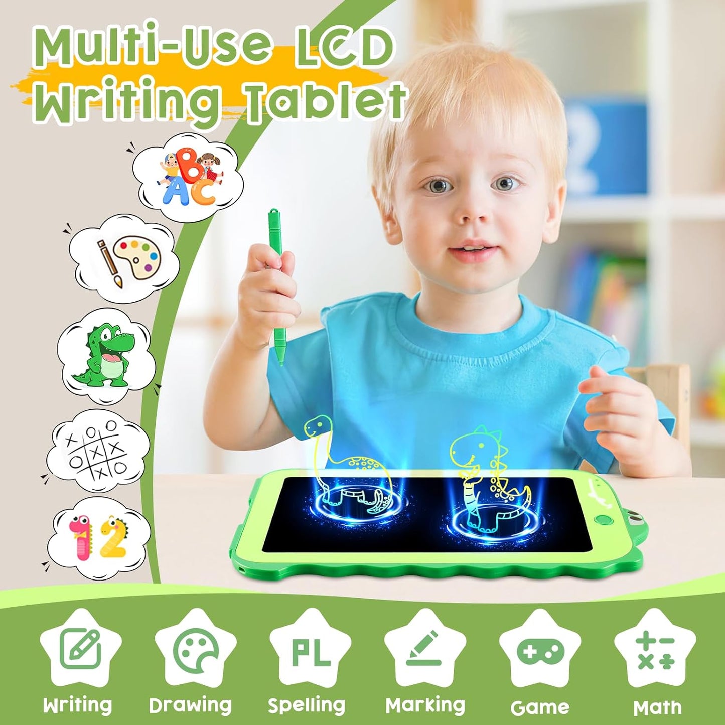 Kids Reusable Color Drawing Board, Electronic Writing Pad, Creative Learning Toy for Ages 3+ π¨