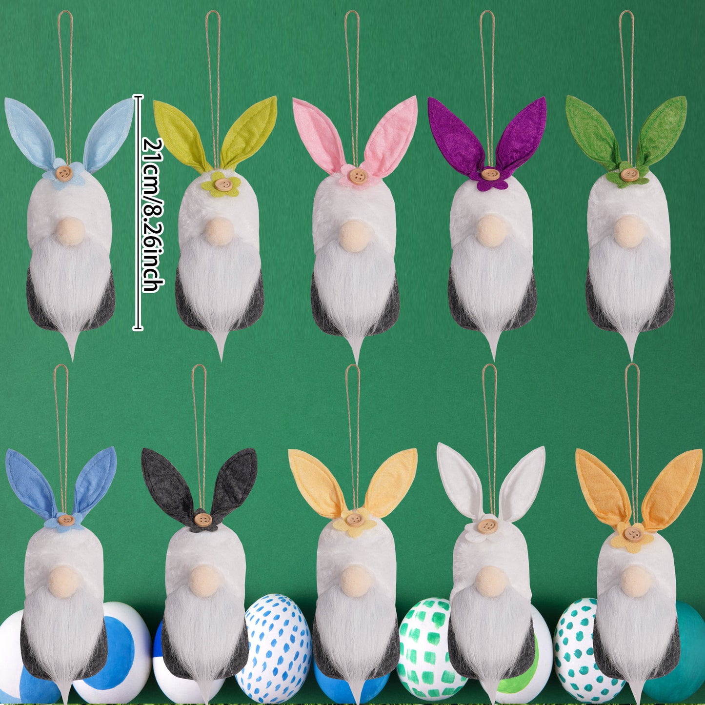 🐰 Adorable Bunny Gnome Ornaments | Cute Easter Bunny Gnomes with Felt Ears & Flower Details | Perfect for Easter Decorations & Gifts