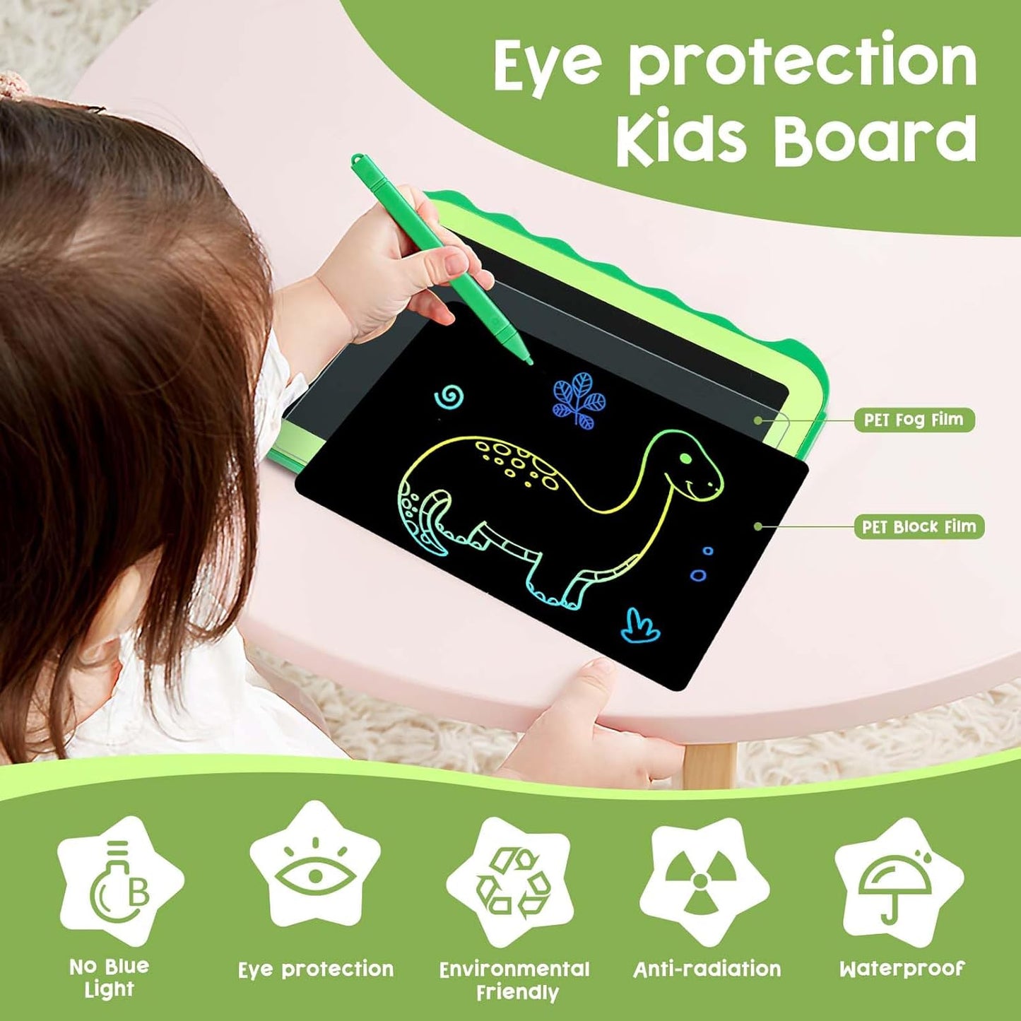 Kids Reusable Color Drawing Board, Electronic Writing Pad, Creative Learning Toy for Ages 3+ π¨