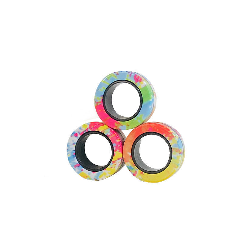 Magnetic Rings Fidget Toy 3-Pack | Stress Relief Magnetic Spinner Rings for Kids & Adults | Creative Finger Toy for Focus and Fun