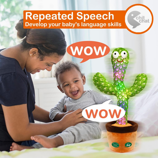 Dancing Cactus Toy with Light & Music – Talking, Singing, and Recording Plush Toy – 13.5” LED Cactus for Kids & Babies