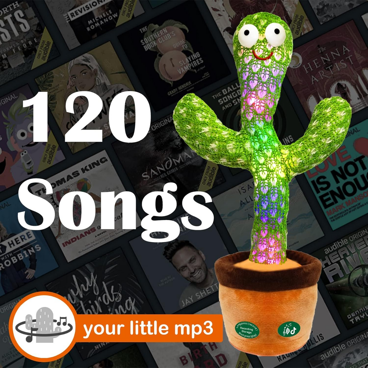 Dancing Cactus Toy with Light & Music – Talking, Singing, and Recording Plush Toy – 13.5” LED Cactus for Kids & Babies