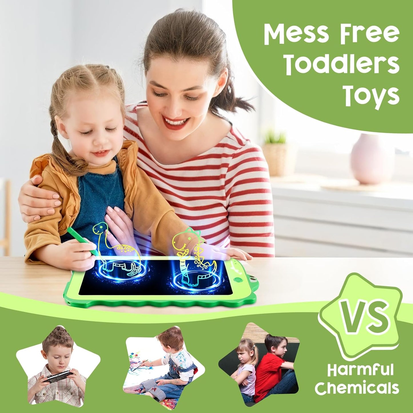 Kids Reusable Color Drawing Board, Electronic Writing Pad, Creative Learning Toy for Ages 3+ π¨