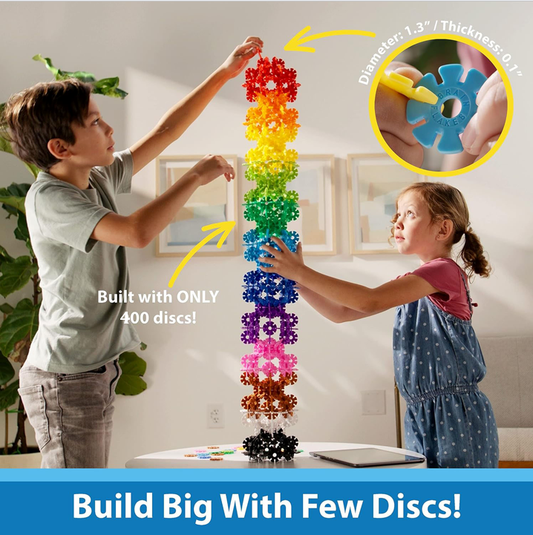 Brain Flakes 400 Piece Set, Ages 3+,Interlocking Plastic Disc Toy for Creative Building, Educational STEM Learning, Construction Block Play for Kids, Teens, Adults, Boys, and Girls
