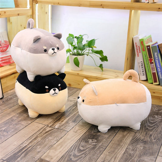 Kawaii Chubby Animal Plush Toys – Squishy Soft Stuffed Shiba Inu, Pig, Tiger, Husky – Adorable Pillow Doll for Kids & Gifts