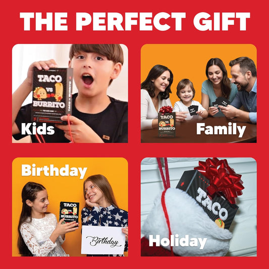 Taco vs Burrito Funny Card Game for Kids & Family | Hilarious Strategy Game for 2-4 Players, Ages 7+ Taco vs Burrito