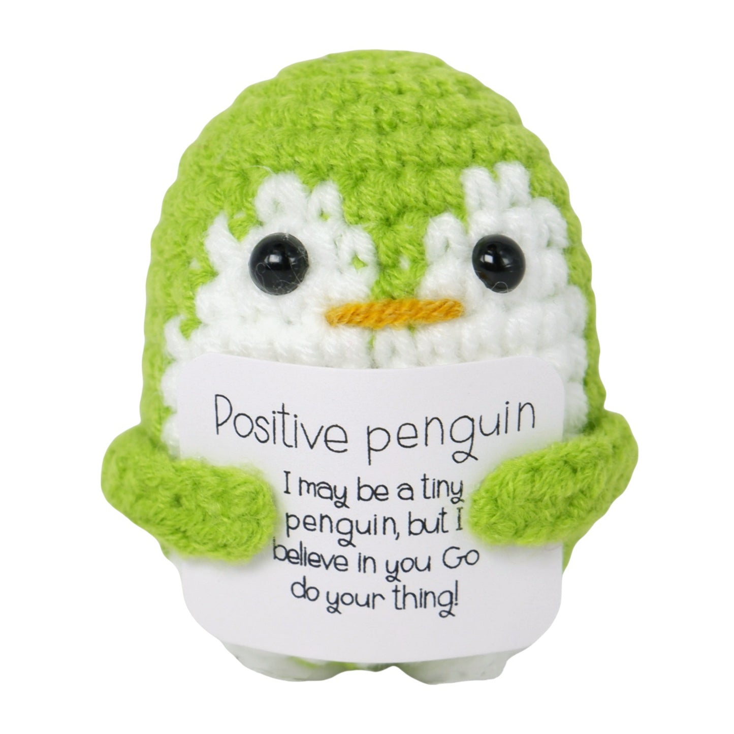 【Positive Penguin Plush】Handmade Crochet Amigurumi Toy | Inspirational Gift | Colorful Tiny Penguin with Message | Uplifting Desk Decor