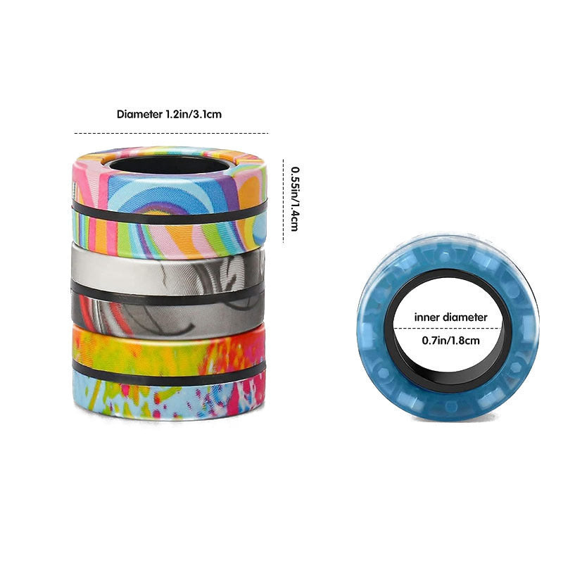 Magnetic Rings Fidget Toy 3-Pack | Stress Relief Magnetic Spinner Rings for Kids & Adults | Creative Finger Toy for Focus and Fun