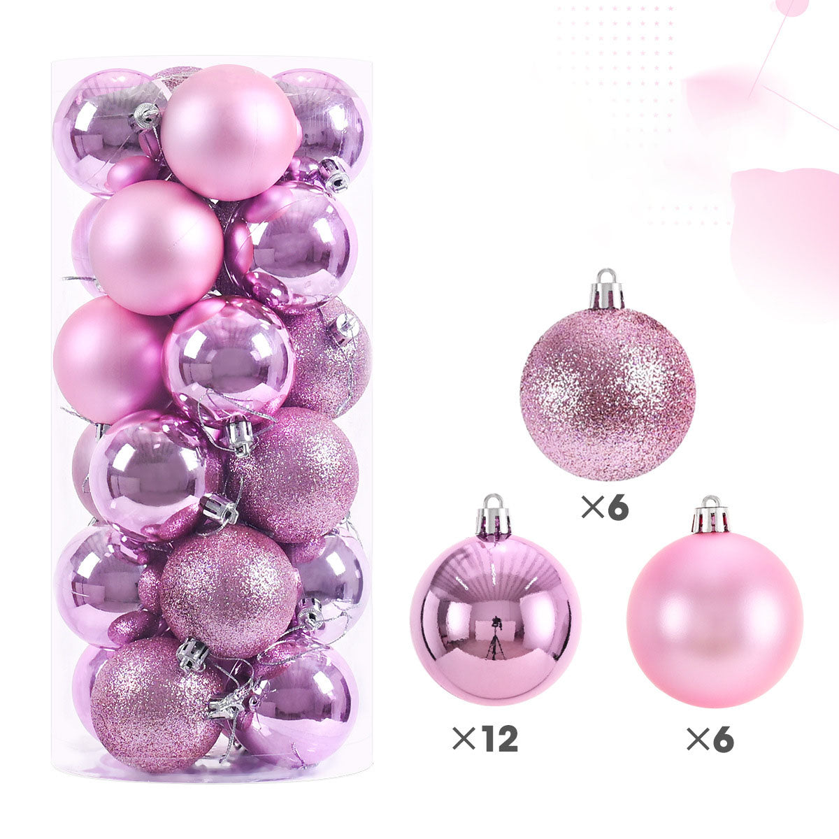 🎄 24-Pack Christmas Ornaments | Shiny & Matte Finish, Assorted Colors | Perfect for Holiday Tree & Home Decor 🎁