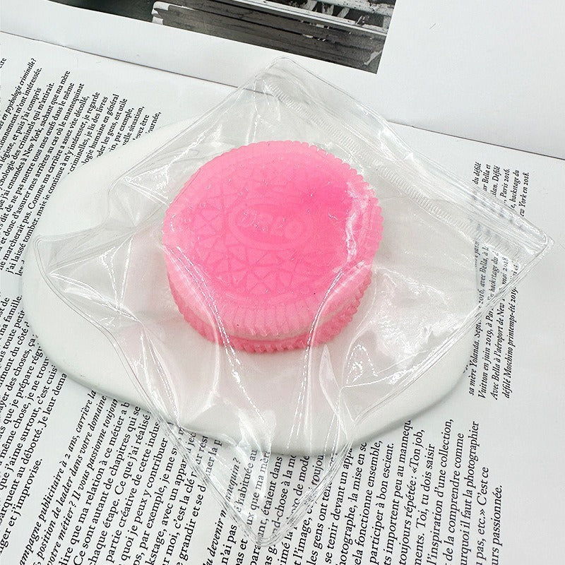 TABA Silicone Cookie Stress Relief Toy | Soft Biscuit Squeeze Fidget | Funny Anxiety Toy for Kids & Adults