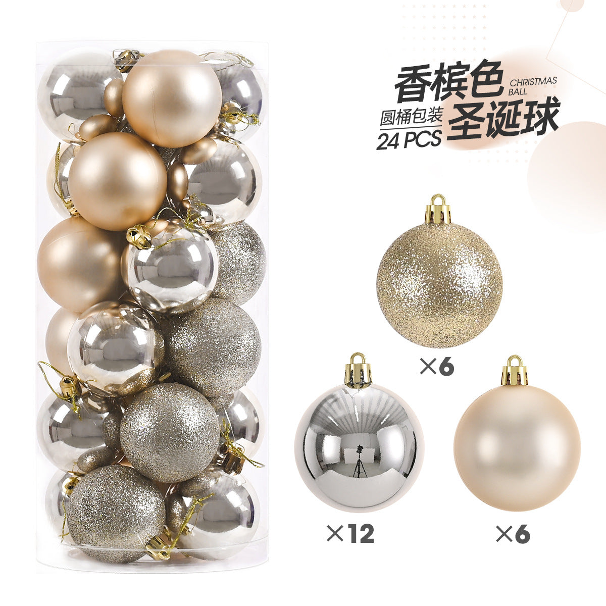 🎄 24-Pack Christmas Ornaments | Shiny & Matte Finish, Assorted Colors | Perfect for Holiday Tree & Home Decor 🎁