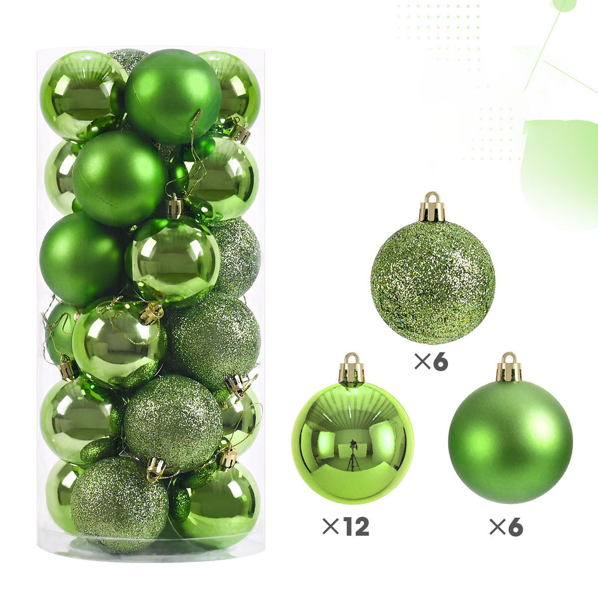 🎄 24-Pack Christmas Ornaments | Shiny & Matte Finish, Assorted Colors | Perfect for Holiday Tree & Home Decor 🎁