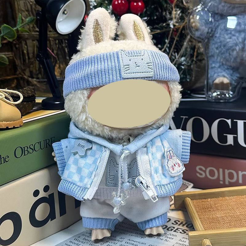 Streetwear Outfit for 17cm Doll– Hoodie, Overalls, Shorts & Headband（No doll)
