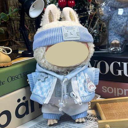 Streetwear Outfit for 17cm Doll– Hoodie, Overalls, Shorts & Headband（No doll)