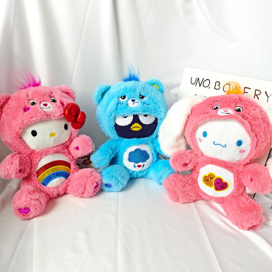 Plush Toys – Hello Kitty, Cinnamoroll, Badtz-Maru in Care Bears Costumes– Good for Girls and Boys, Employees, Collectors