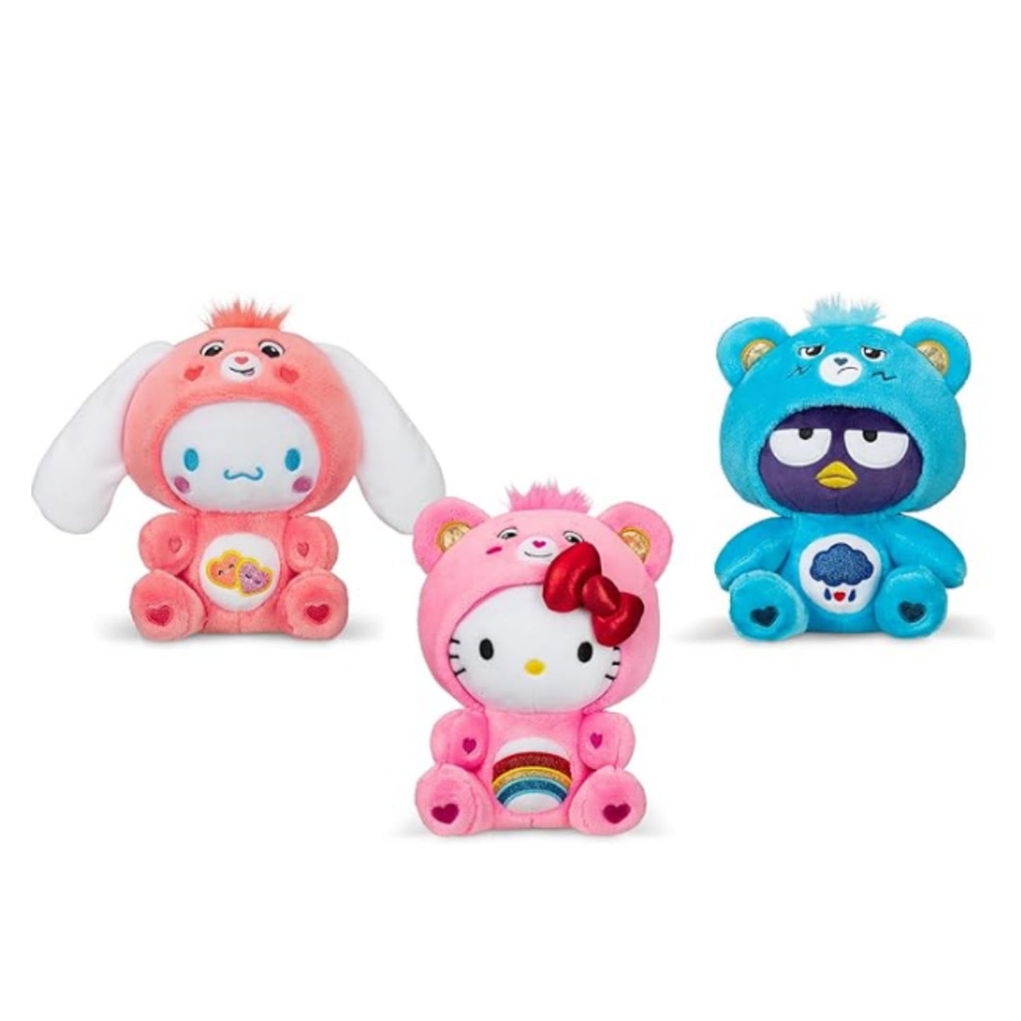 Hello Kitty, Cinnamoroll, Badtz-Maru in Care Bears Costumes