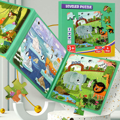 Montessori Leveled Puzzle Book for Kids | 3-in-1 75 PCS | Early Learning Toy Ages 3+