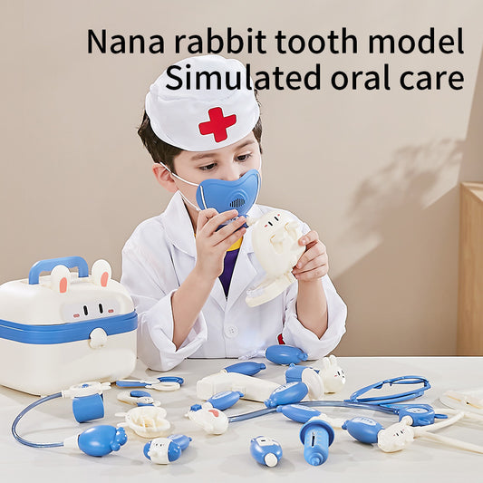 Bunny Dentist Kit for Kids – 18Pcs Pretend Play Medical Set with Cute Case, Stethoscope & Tools