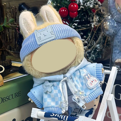Streetwear Outfit for 17cm Doll– Hoodie, Overalls, Shorts & Headband（No doll)