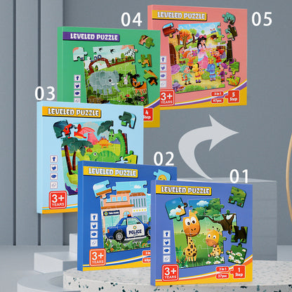Montessori Leveled Puzzle Book for Kids | 3-in-1 75 PCS | Early Learning Toy Ages 3+