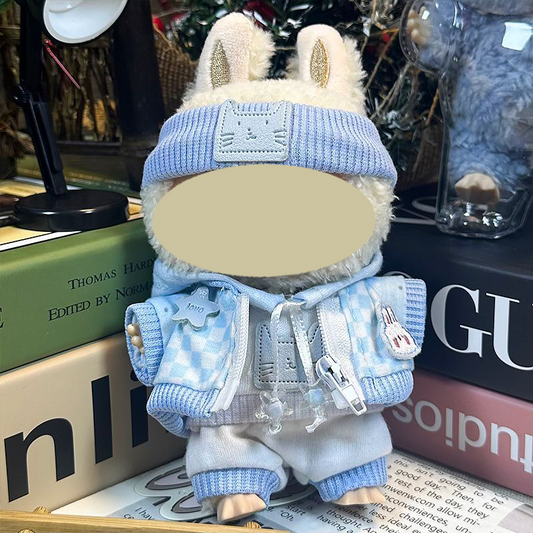 Streetwear Outfit for 17cm Doll– Hoodie, Overalls, Shorts & Headband（No doll)
