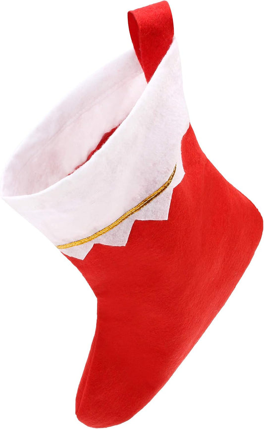 🎄 12 Pack Christmas Stockings – Red & White with Gold Trim | Perfect for Hanging & Stuffing Holiday Gifts 🎁