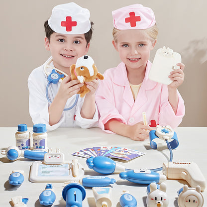 Bunny Dentist Kit for Kids – 18Pcs Pretend Play Medical Set with Cute Case, Stethoscope & Tools