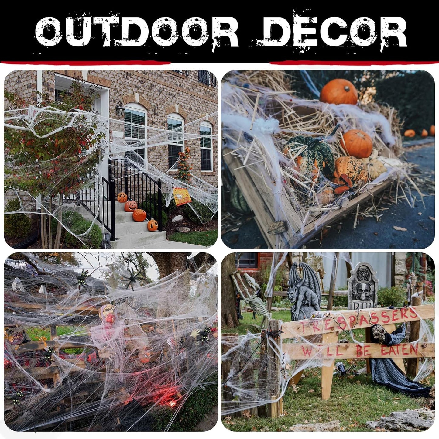 🕸️ Spider Web Decorations with Spiders – Perfect for Halloween Outdoor & Indoor Décor | Creepy & Realistic Halloween Webs 🎃