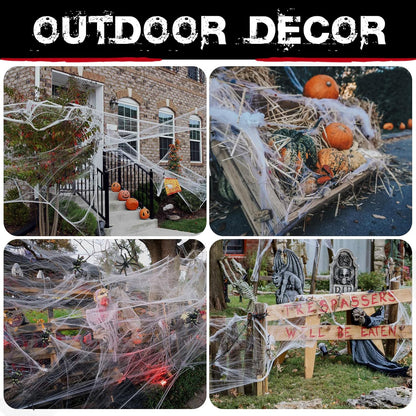 🕸️ Spider Web Decorations with Spiders – Perfect for Halloween Outdoor & Indoor Décor | Creepy & Realistic Halloween Webs 🎃