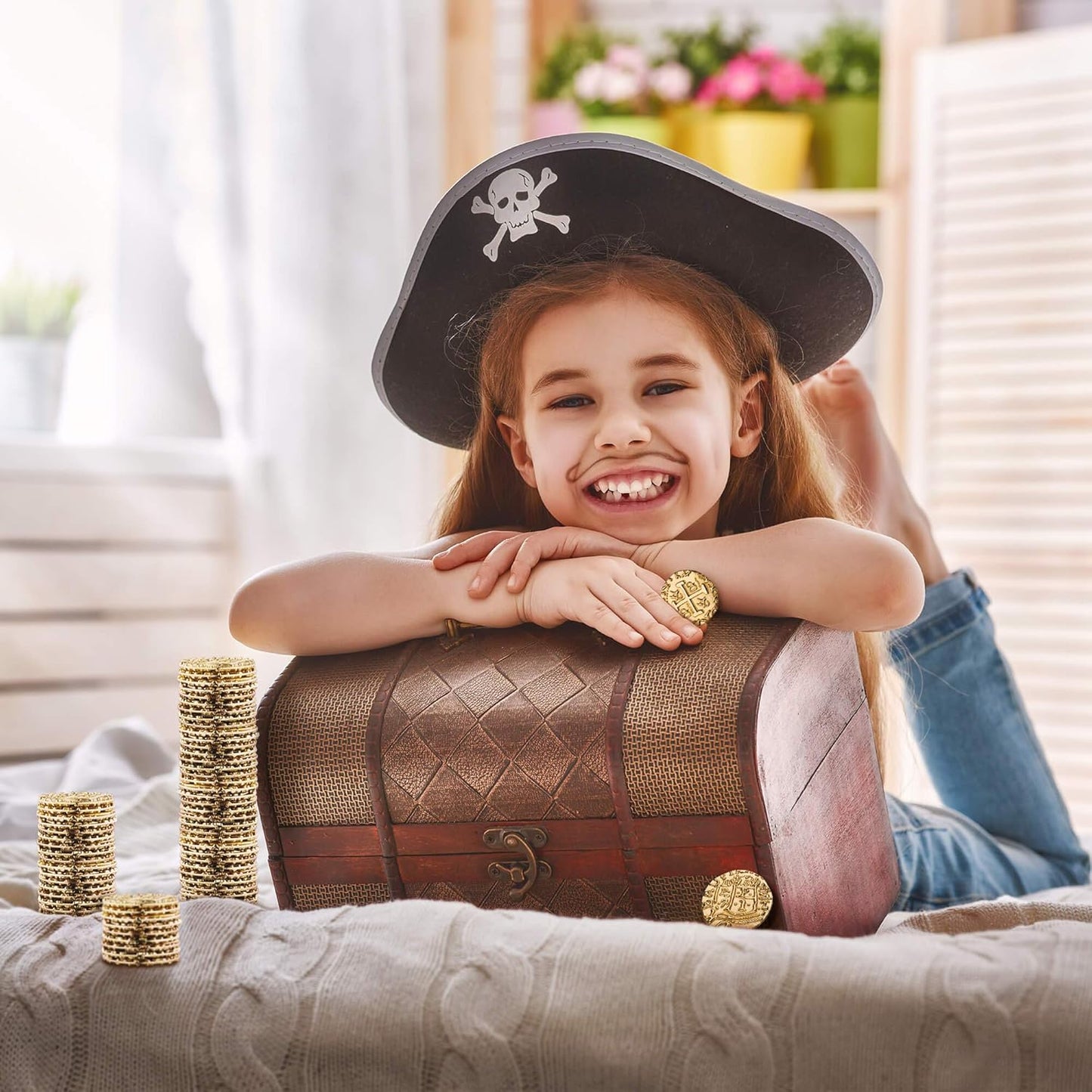 Real Metal Gold Coins – Shiny Treasure Coins for Board Games, Pirate Role Play & Tooth Fairy