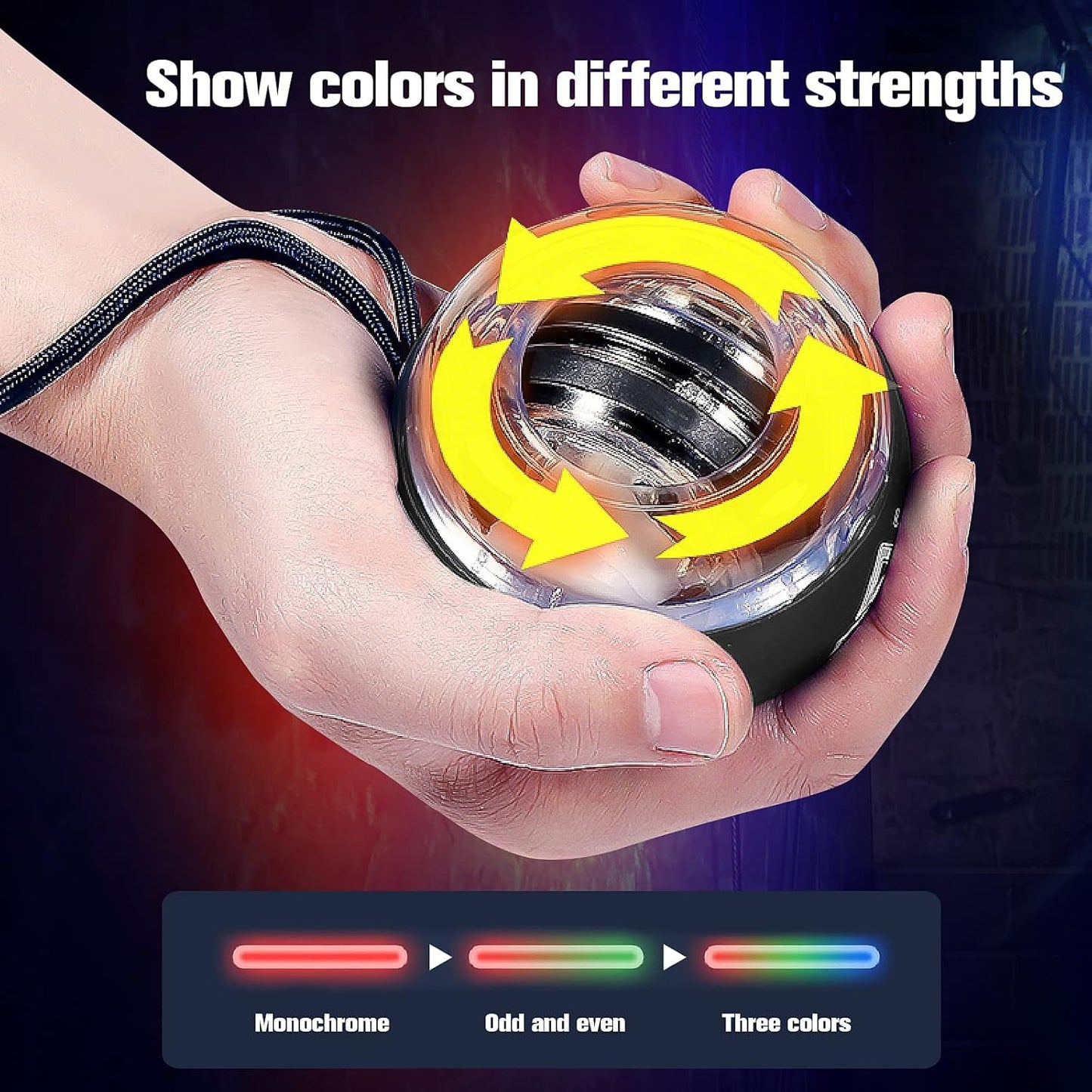 Gyro Ball Wrist Exerciser – Auto Start Powerball for Hand Strength & Stress Relief | Single Pack | Red/Blue/Black