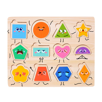 Multifunctional Kids Puzzle, Wooden Puzzle Board with Animal, Vehicle, Shape, and Fruit Themes, Ideal for Children 3+ Years