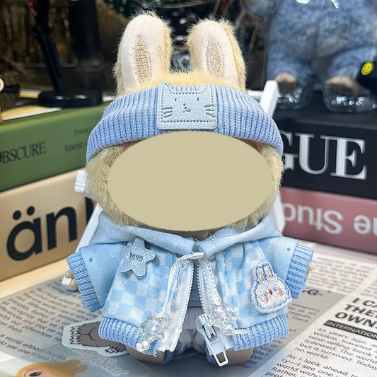 Streetwear Outfit for 17cm Doll– Hoodie, Overalls, Shorts & Headband（No doll)