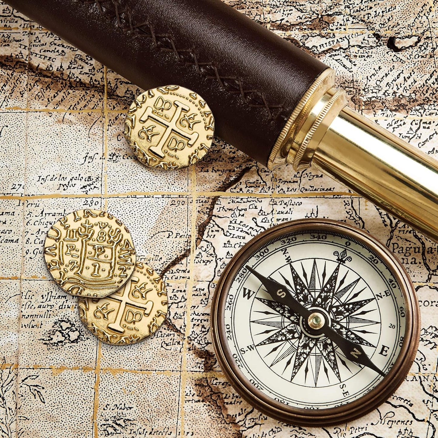Real Metal Gold Coins – Shiny Treasure Coins for Board Games, Pirate Role Play & Tooth Fairy