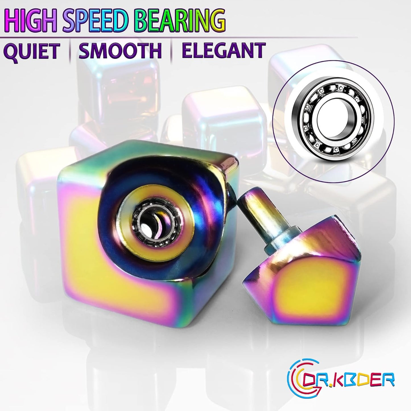 Metal Fidget Spinner Cube – Rainbow Color Stress Relief Desk Toy | Smooth Rotation, Pocket-Sized Alloy Anxiety Toy for Adults & Teens