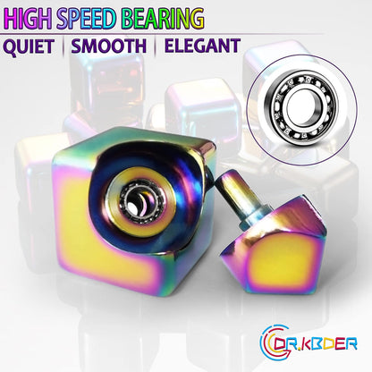 Metal Fidget Spinner Cube – Rainbow Color Stress Relief Desk Toy | Smooth Rotation, Pocket-Sized Alloy Anxiety Toy for Adults & Teens