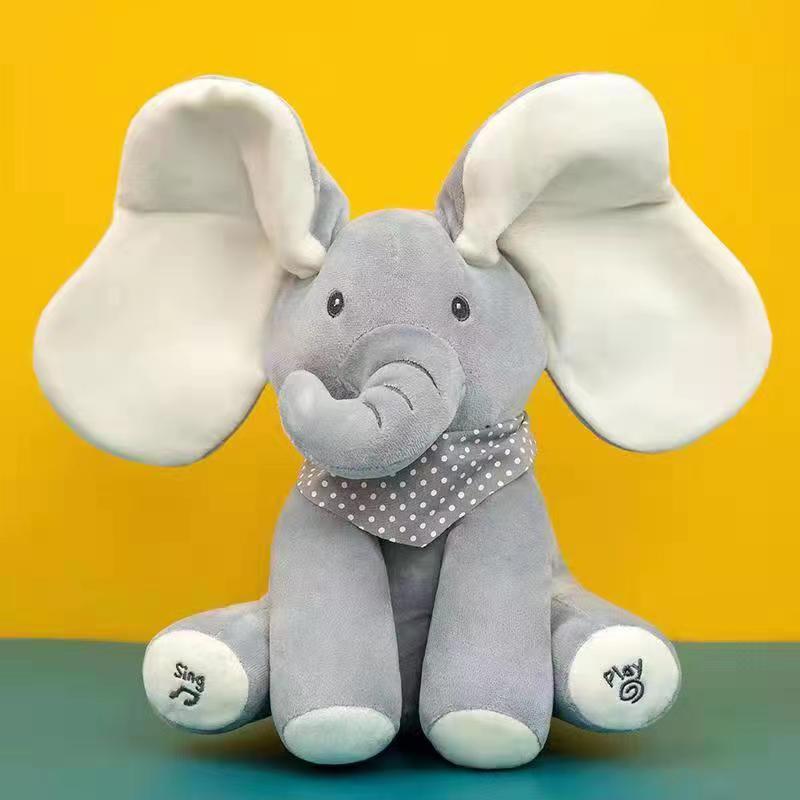 Clapping Musical Plush Toy | Built-in Speaker & Songs | Interactive Singing Stuffed Animal (Elephant/Bear/Monkey/Bunny)