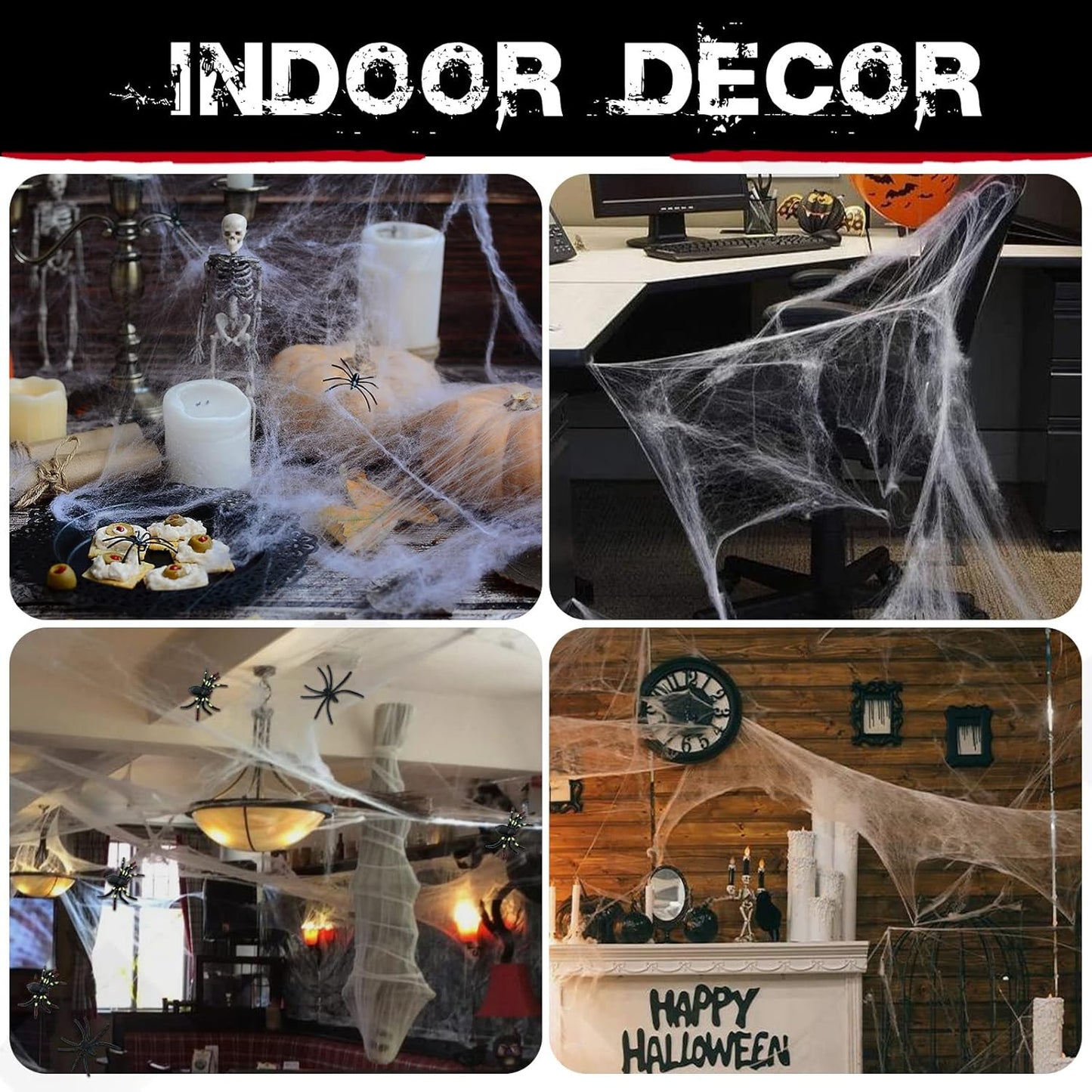 🕸️ Spider Web Decorations with Spiders – Perfect for Halloween Outdoor & Indoor Décor | Creepy & Realistic Halloween Webs 🎃