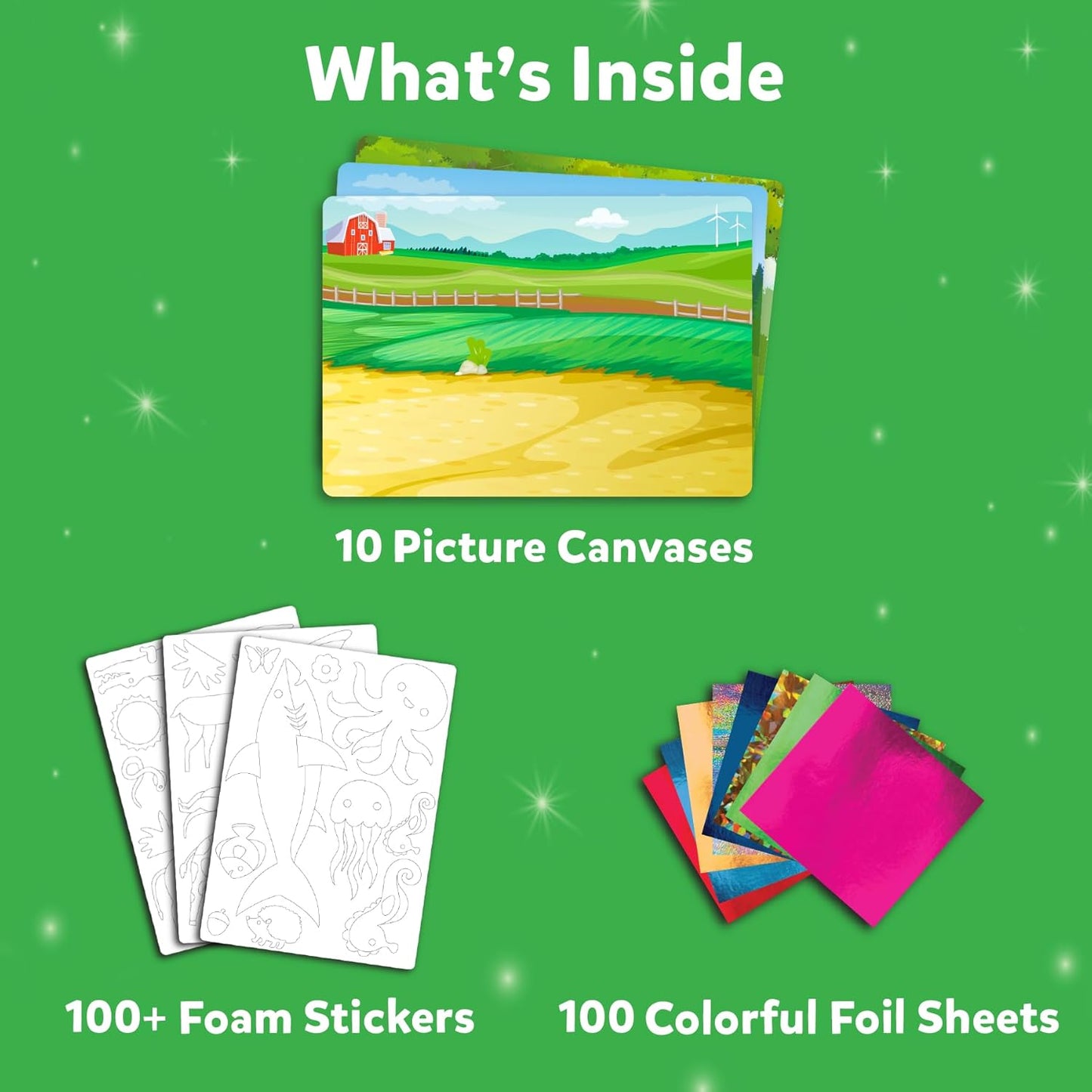 Sparkly Forest Animal Sticker Art Kit – Create 10 Glittery Animal Pictures for Kids Ages 4+