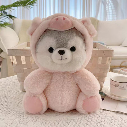 Cute Animal Costume Husky Plush Toy | Fox, Dinosaur, Unicorn, Pig Soft Doll | Kids Gift & Birthday Present